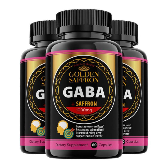 Golden Saffron GABA + Saffron Extract Vitamins & Supplements Golden Saffron Standard (3 Bottles) 