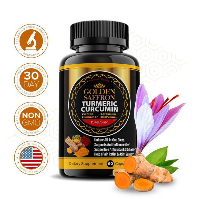Golden Saffron Turmeric Curcumin + Saffron Extract Vitamins & Supplements Golden Saffron Basic (1 Bottle) 